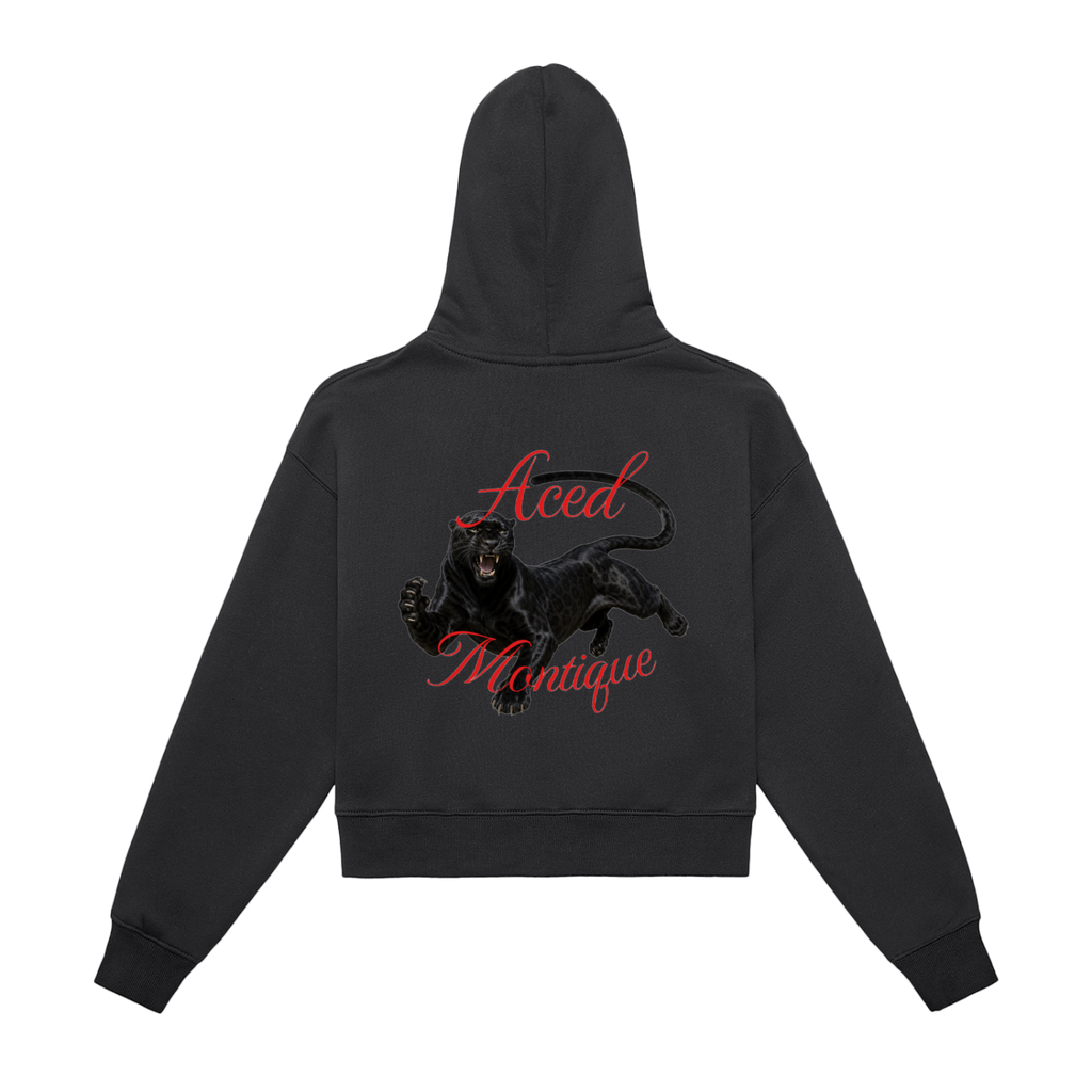 Fleeced Zip-Up Cropped Hoodie