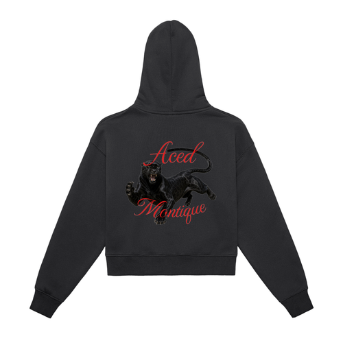 Fleeced Zip-Up Cropped Hoodie